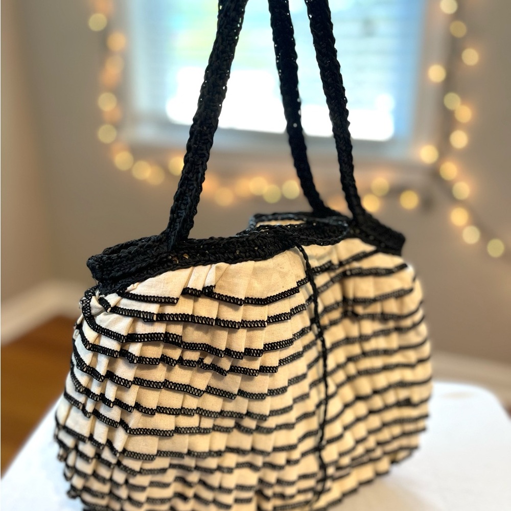 Frilly Black and White Purse